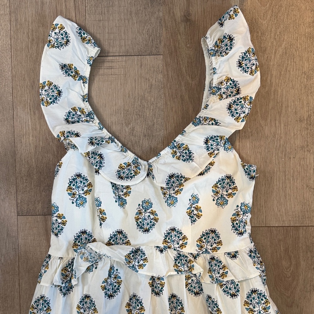 A-Line Maxi White and Blue Women’s Maxi Dress with pockets by J. Crew - Picture 7 of 15